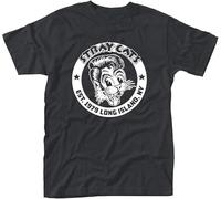 HE&HONP Stray Cats 'Est 1979' T Shirt Black Manches Courtes(Medium)