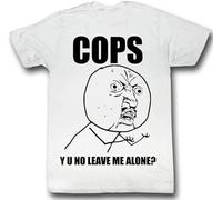 HE&HONP Y U No Memes Cops Adult Short Sleeve T Shirt White Manches Courtes(Large)