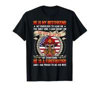 He is Firefighter Proud Firefighter's Wife American Flag T-Shirt