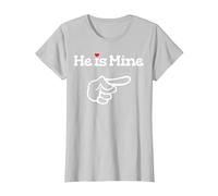 He is Mine T-Shirt Assorti pour Couple T-Shirt, Femme, Argent, M