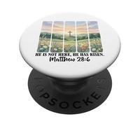 He is Not Here He Has Risen Matthew 28 6 Verse de la Bible Jésus PopSockets PopGrip Adhésif