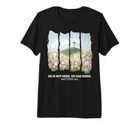 He is Not Here He is Risen Easter Jésus-Christ Resurrection T-Shirt Haut de Gamme