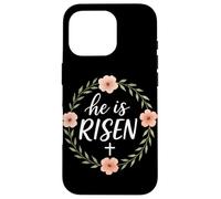 He is Risen Christian Easter Floral Cross Art Culte église Coque pour iPhone 16 Pro