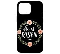 He is Risen Christian Easter Floral Cross Art Culte église Coque pour iPhone 16 Pro Max