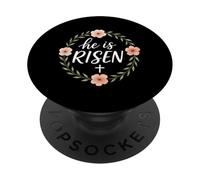 He is Risen Christian Easter Floral Cross Art Culte église PopSockets PopGrip Adhésif