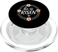 He is Risen Christian Easter Floral Cross Art Culte église PopSockets PopGrip pour MagSafe