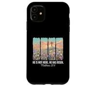 He is Risen Christian Wildflower Cross Happy Easter Coque pour iPhone 11