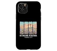 He is Risen Christian Wildflower Cross Happy Easter Coque pour iPhone 11 Pro
