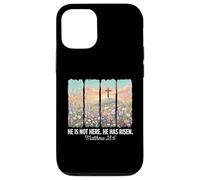 He is Risen Christian Wildflower Cross Happy Easter Coque pour iPhone 12/12 Pro