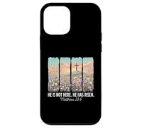 He is Risen Christian Wildflower Cross Happy Easter Coque pour iPhone 12 Mini