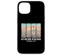 He is Risen Christian Wildflower Cross Happy Easter Coque pour iPhone 13