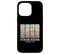 He is Risen Christian Wildflower Cross Happy Easter Coque pour iPhone 14 Pro Max