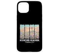 He is Risen Christian Wildflower Cross Happy Easter Coque pour iPhone 15 Plus