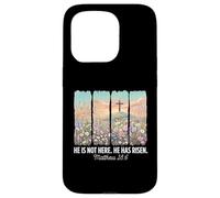He is Risen Christian Wildflower Cross Happy Easter Coque pour iPhone 15 Pro
