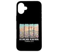 He is Risen Christian Wildflower Cross Happy Easter Coque pour iPhone 16 Plus