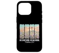 He is Risen Christian Wildflower Cross Happy Easter Coque pour iPhone 16 Pro