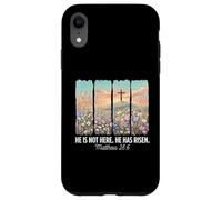 He is Risen Christian Wildflower Cross Happy Easter Coque pour iPhone XR