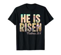 He is Risen Christian Wildflower Cross Happy Easter Jesus T-Shirt
