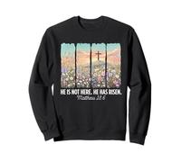 He is Risen Christian Wildflower Cross Happy Easter Sweatshirt