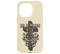 He is Risen Croix de Pâques Matthieu 28:6 Christian Coque pour iPhone 15 Pro