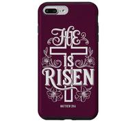 He is Risen Croix de Pâques Matthieu 28:6 Christian Coque pour iPhone 7 Plus/8 Plus