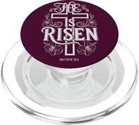 He is Risen Croix de Pâques Matthieu 28:6 Christian PopSockets PopGrip pour MagSafe