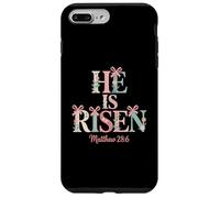 He is Risen Easter Coquette Bow Matthieu 28:6 Coque pour iPhone 7 Plus/8 Plus