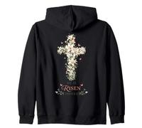 He is Risen Indeed Croix Florale de Pâques chrétienne Sweat à Capuche