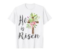He is Risen Jesus Couronne florale de Pâques chrétienne pour femmes et filles T-Shirt