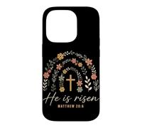 He is Risen Matthew 28:6 Croix chrétienne de Pâques Coque pour iPhone 14 Pro