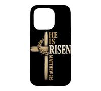 He is Risen Matthew 28:6 Croix chrétienne de Pâques Coque pour iPhone 15 Pro