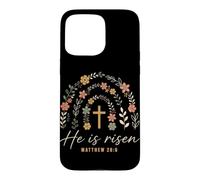 He is Risen Matthew 28:6 Croix chrétienne de Pâques Coque pour iPhone 15 Pro Max