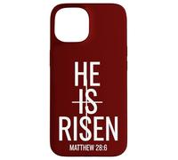 He is Risen Matthew 28:6 Croix de Pâques chrétienne Coque pour iPhone 15