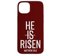 He is Risen Matthew 28:6 Croix de Pâques chrétienne Coque pour iPhone 15 Plus