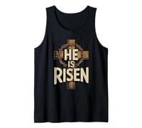 He is Risen Matthew 28:6 Retro Vintage Croix Happy Easter Débardeur