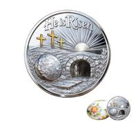 He is Risen Pièce Commémorative de la Foi en la Résurrection, 2026 Nouvelle Pièce Chrétienne de Pâques avec Tombe Vide et Verset Biblique Jean 11:25 , Cadeau pour les Croyants, Prière et Réflexion