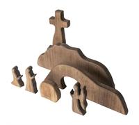 He Is Risen Scène de résurrection de Pâques - Ensemble de figurines vides en bois pour centre de table chrétien, cadeau pédagogique religieux du dimanche et décoration de table spirituelle pour la