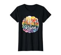He is Risen T-Shirt Graphique avec Valeur, Femme, Noir, S