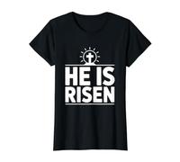 He is Risen T-Shirt Graphique avec Valeur, Femme, Noir, S