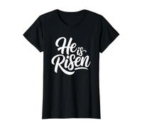He is Risen T-Shirt Graphique avec Valeur, Femme, Noir, S