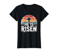 He is Risen T-Shirt Graphique avec Valeur, Femme, Noir, S
