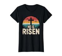 He is Risen T-Shirt Graphique avec Valeur, Femme, Noir, S