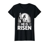 He is Risen T-Shirt Graphique avec Valeur, Femme, Noir, S