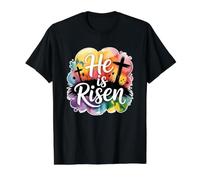 He is Risen T-Shirt Graphique avec Valeur, Homme, Noir, S