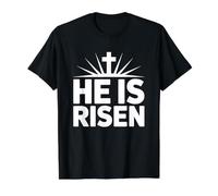 He is Risen T-Shirt Graphique avec Valeur, Homme, Noir, S