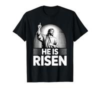 He is Risen T-Shirt Graphique avec Valeur, Homme, Noir, S