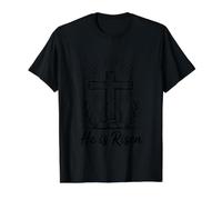 He is Risen T-Shirt Graphique avec Valeur, Homme, Noir, S