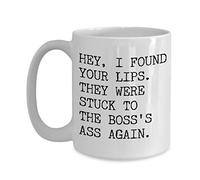 Hé, J'Ai Trouvé Tes Lèvres ! Elles Étaient Encore Collées Aux Fesses Du Patron ! C'Est Drôle ! Tasse À Café Impression Tasses Porcelaine Tasse 330Ml Pour Thé Femme Homme