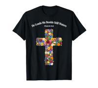 He Leads Me Beside Still Waters Psaume 23:2 Christian Faith T-Shirt