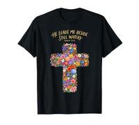 He Leads Me Beside Still Waters Psaume 23:2 Christian Faith T-Shirt